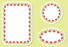 Set of 3 Decorative Wreaths with Branches, Berries, and Leaves. Vector Illustration. Frames, Circles, Square, and Oval.