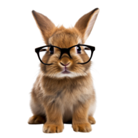 AI generated Rabbit wears clear glasses against isolated on a transparent background. png