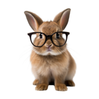 AI generated Rabbit wears clear glasses against isolated on a transparent background. png