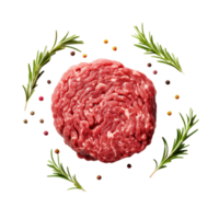 AI generated Minced meat steack butcher on a transparent background. png