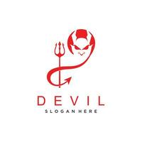 Vector red devil logo design with simple concept