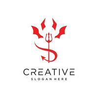 Vector red devil logo design with simple concept