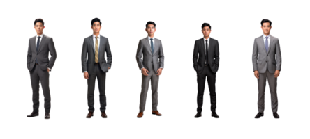 AI generated Collection set of business asia man on white transparent background. png