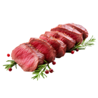 AI generated Venison tenderloin meat isolated on a transparent background. png