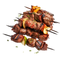 AI generated Grilled meat skewers, shish kebab on a transparent background. png