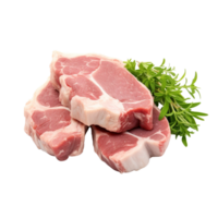 AI generated Lamb chops raw on a transparent background. png