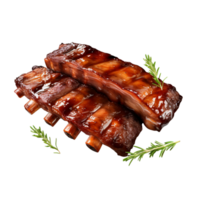 ai generado parrilla Cerdo carne de vaca costillas en un transparente antecedentes. png