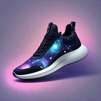 AI generated Design sneakers inspired by the cosmos. Incorporate swirling galaxy patterns on the shoe upper,. ai generative photo