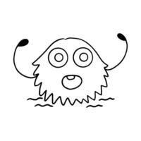 Cute and Funny Monster Outline Cartoon for Coloring Book. Hand-Drawn Cartoon Monster Illustration vector