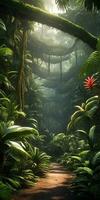 AI generated Digital painting art, Explore the rich biodiversity of a tropical forest. ai generative photo