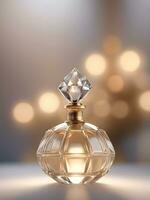AI generated a bottle of perfume sitting on top of a table, carrying a bottle of perfume, render 3d style. ai generative photo