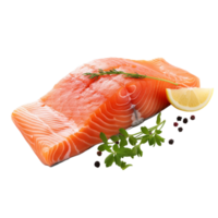 AI generated Raw Fresh salmon on transparent background. png