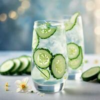 AI generated A refreshing blend of elderflower liqueur, cucumber-infused gin, and sparkling water. ai generative photo