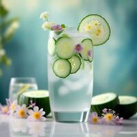 AI generated A refreshing blend of elderflower liqueur, cucumber-infused gin, and sparkling water. ai generative photo