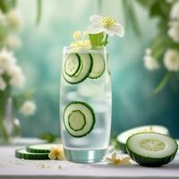 AI generated A refreshing blend of elderflower liqueur, cucumber-infused gin, and sparkling water. ai generative photo