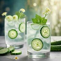 AI generated A refreshing blend of elderflower liqueur, cucumber-infused gin, and sparkling water. ai generative photo