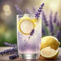 ai generado un fragante y elegante limonada con infusión de lavanda vodka, miel jarabe, y un chapoteo de espumoso agua. ai generativo foto