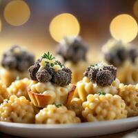 AI generated appetizer truffle mac n cheese bites. ai generative photo