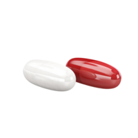 AI generated Red and white capsules on transparent background. png