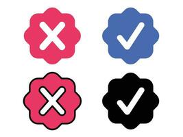 Set of colorful close and checkmark vector illustration