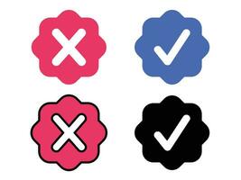 Set of colorful close and checkmark vector illustration