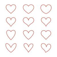 Heart icon set. Heart linear icon. Hearts vector collection.