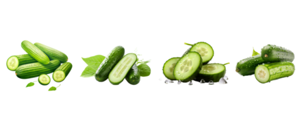 AI generated Set of Cucumbers with transparent background. png