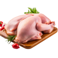 ai généré entier brut poulet sur une transparent Contexte. png