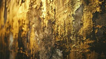 AI generated Abstract gold weathered wall painted background. photo