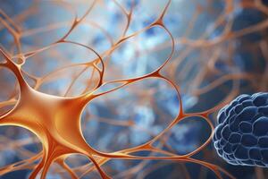 AI generated Neurons brain cell medical background Active nerve cell photo