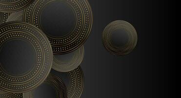 Black and golden circles abstract geometric background vector