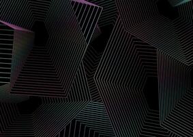 Black abstract background with holographic polygonal linear shapes vector