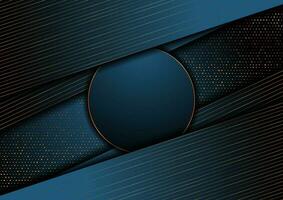 Dark blue and golden abstract tech geometric background vector