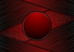 Dark red and metallic abstract tech geometric background vector