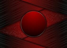 Dark red and metallic abstract tech geometric background vector