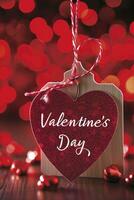 AI generated Hearts beautiful background and tag with the text Valentines Day photo