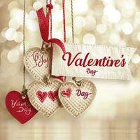 AI generated Hearts beautiful background and tag with the text Valentines Day photo