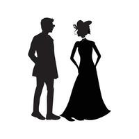 hombre, mujer y niños en pie silueta. grupo en formal vestido. shillouette romántico Pareja fotografía. siluetas de gente. vector