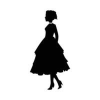 Man, Woman and kids standing silhouette. Group in formal dress. Shillouette romantic couple picture. Silhouettes of People. vector