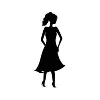 Man, Woman and kids standing silhouette. Group in formal dress. Shillouette romantic couple picture. Silhouettes of People. vector