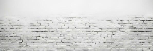 AI generated Panoramic background of wide white brick wall texture photo