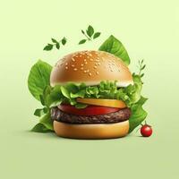 AI generated Fresh tasty burger isolated on white background photo