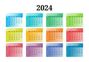 Calendar for 2024 isolated on a white background vector