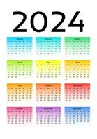 Calendar for 2024 isolated on a white background vector