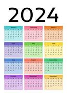 Calendar for 2024 isolated on a white background vector