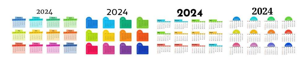 Calendar for 2024 isolated on a white background vector