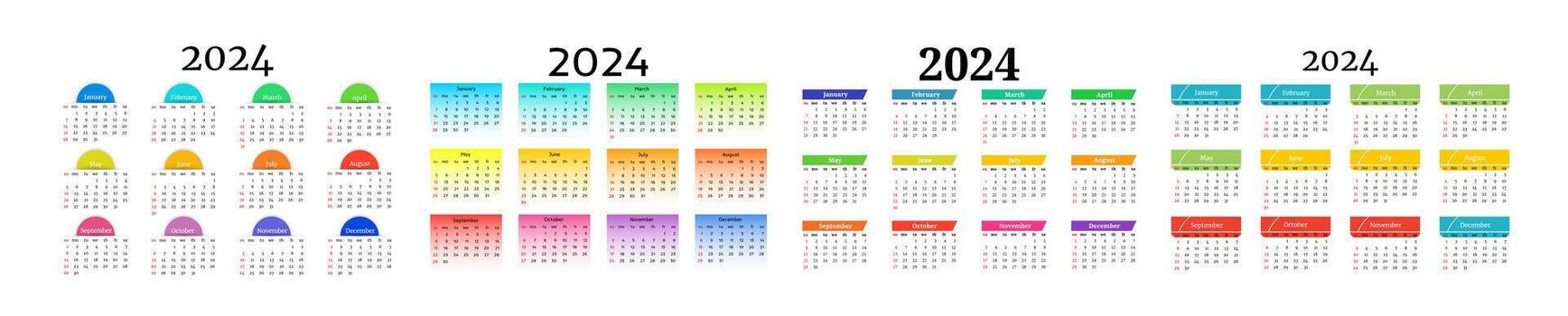 Calendar for 2024 isolated on a white background vector