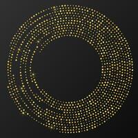 Abstract gold glowing halftone dotted background. Gold glitter pattern in circle form. Circle halftone dots. Vector illustration