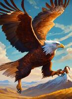 AI generated Free photo wild eagle standing majestic scene generative ai