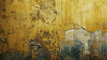 AI generated Abstract gold weathered wall painted background. photo